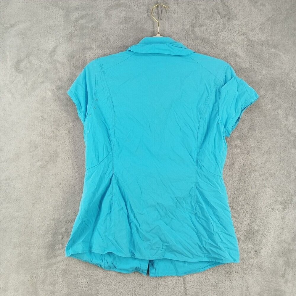 MOUNTAIN HARDWARE  Shirt Size 8 Neck Protection Sleeve Pocket Armpit Vent Blue - Picture 13 of 13